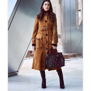 Coach Honey Lamb Leather Suede Belted Trench